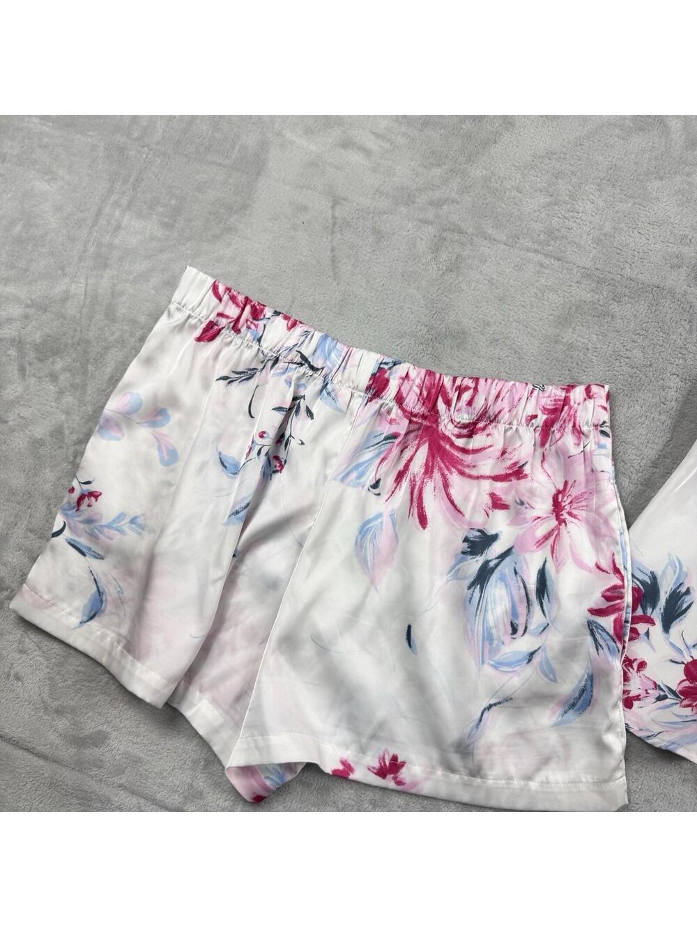La Vie En Rose Pajama Set Womens Small Floral Satin Cami Top Shorts Sleepwear - Picture 3 of 11
